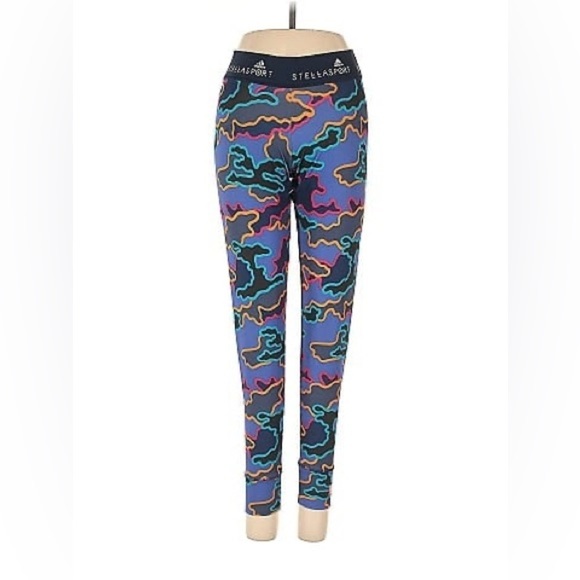 Adidas x Stella Sport Performance Blue Camouflage Leggings Size XS - Picture 2 of 10